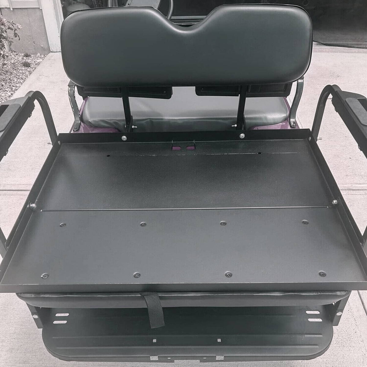 Solidspare Golf Cart Flip Folding Rear Back Seat Kit Black For EZGO Marathon Pre-1994