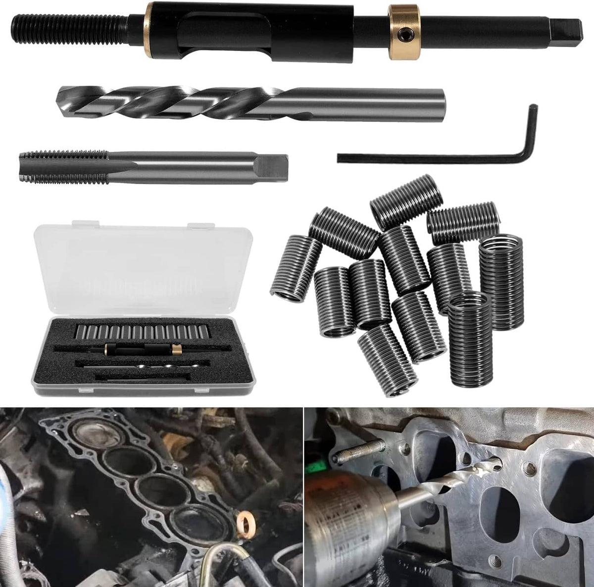 Solid Spare M11x1.5 Head Bolt Thread Repair Kit 35119S for Cadillac Honda Toyota GM 4.0/4.2L
