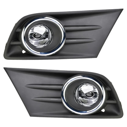 Right+Left Fog Light W/Cover & Chrome Trim For Honda Pilot 2012 2013 2014 2015