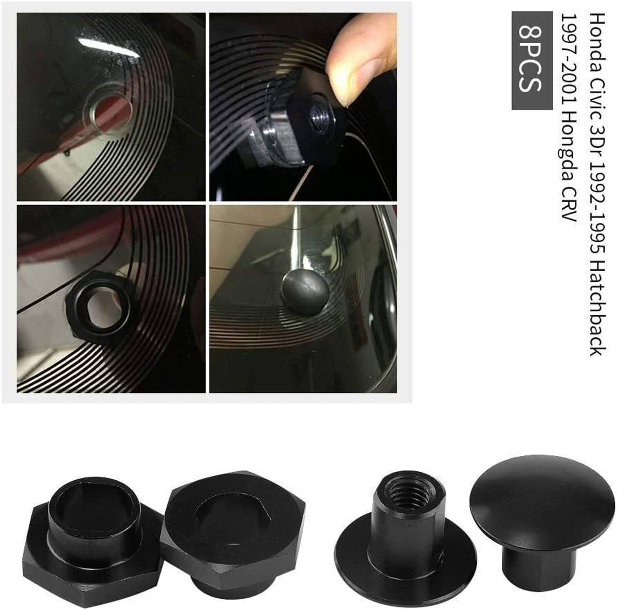 Solidspare Rear Glass Strut Hardware Kit For 1992-1995 Honda Civic 3Dr Hatchback EG6 CRV