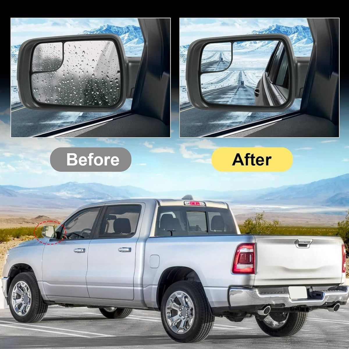 Solidspare Pair For 2019-2024 Ram 1500 Driver & Passenger Side Mirrors w/Heated Turn Signal