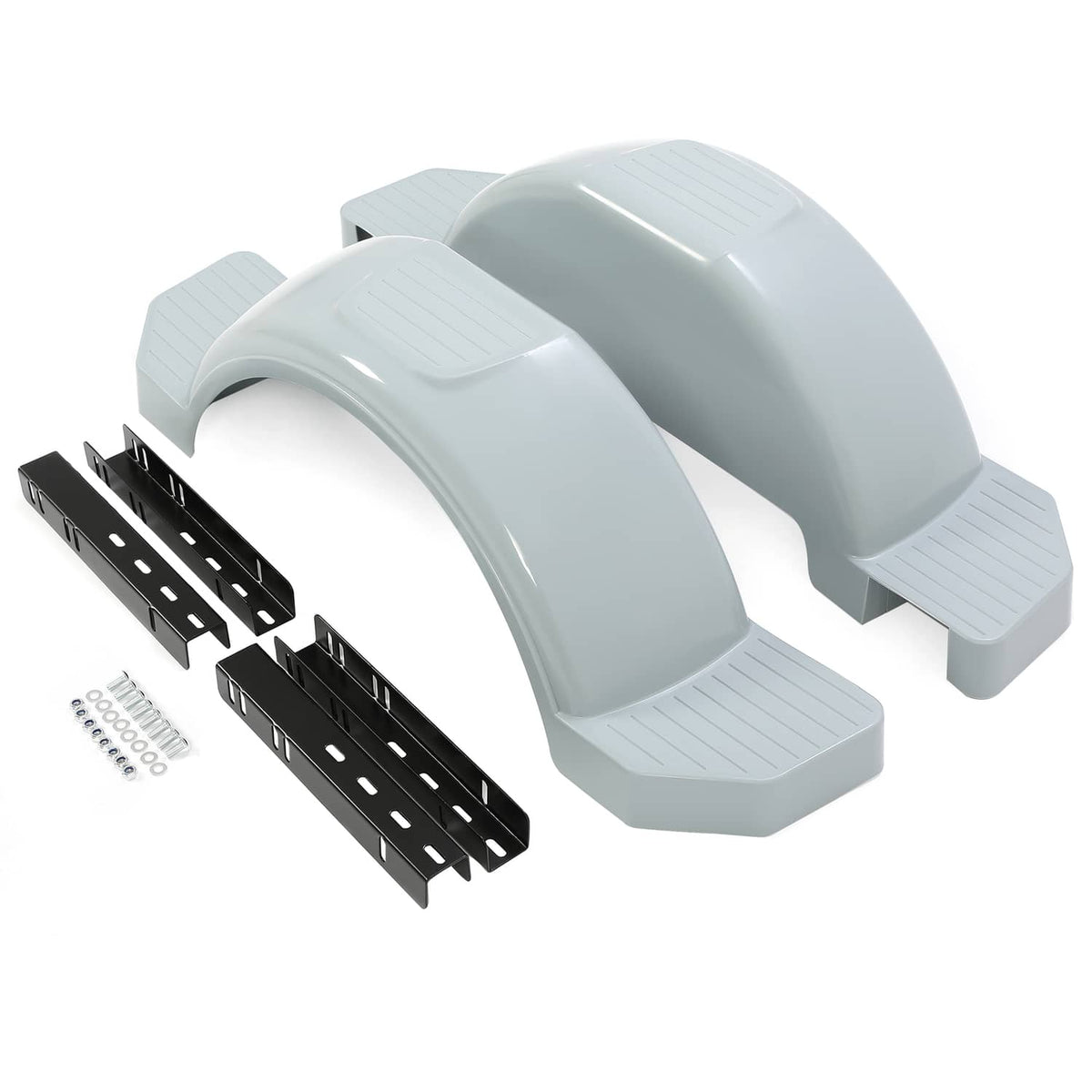 Solidspare 2 pcs Single Axle Trailer Fenders For 13" Wheels Tire Skirt Boat Gray