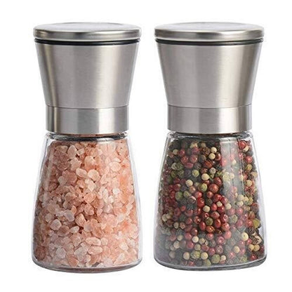 Solid Spare Salt and Pepper Grinder Set Refillable, Salt Pepper Grinder Shaker Stainless Ste