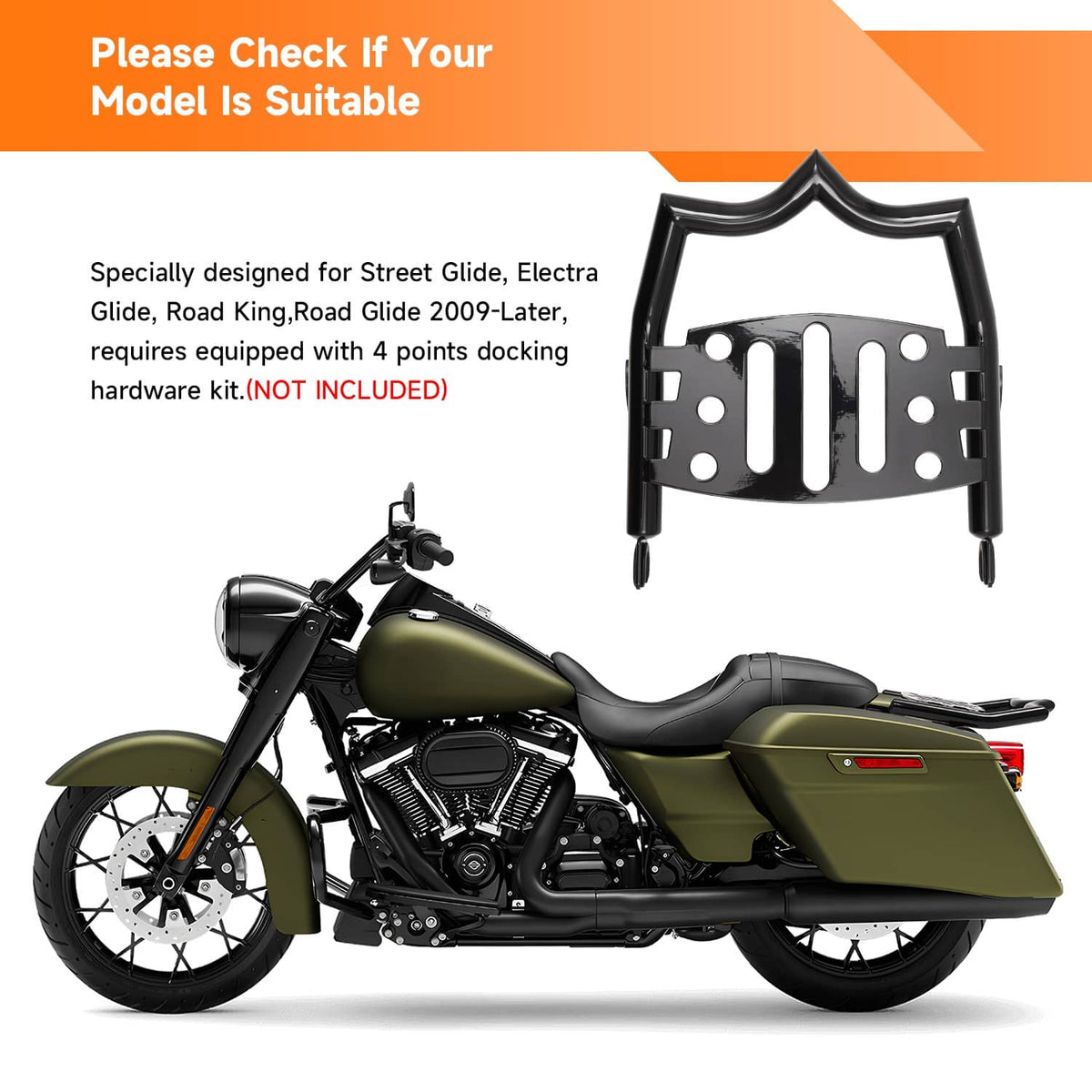 Solidspare Detachable Luggage Rack for Harley Touring 2009-2025 Street Road Electra Glide