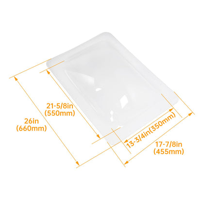 Solidspare For RV Camper Truck Skylight Cover Outer Dome Bubble Top Roof 18" x 26" Clear
