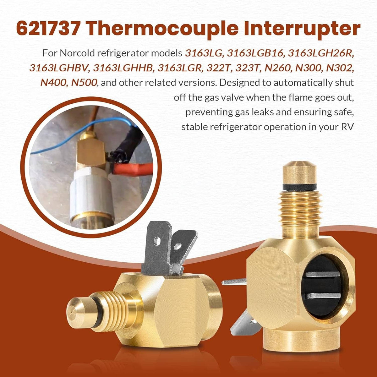 Solidspare 619154 Thermocouple, 2Pcs 621737 Thermocouple Interrupter & 622746001 Gas Valve