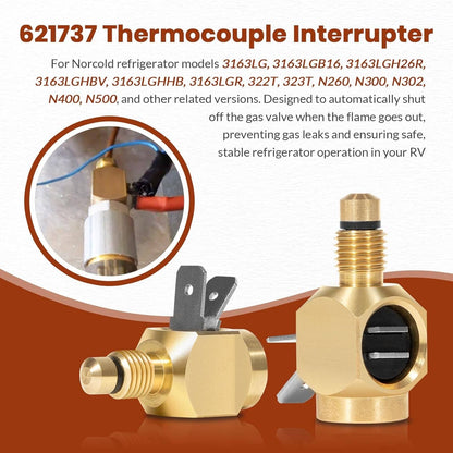 Solidspare 619154 Thermocouple, 2Pcs 621737 Thermocouple Interrupter & 622746001 Gas Valve