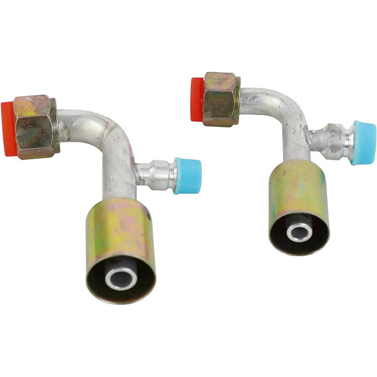 Solidspare AC Fitting Set #8 and #10 Female Oring Beadlock 90 Degree & R134a pressure valve