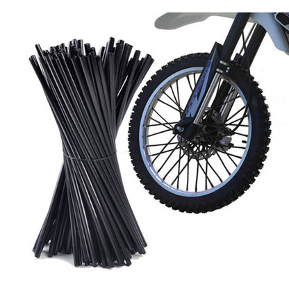 Solidspare Black Spoke Skins Covers Wraps Wheel Rim Guard Protector Motorcycle Dirt Bike
