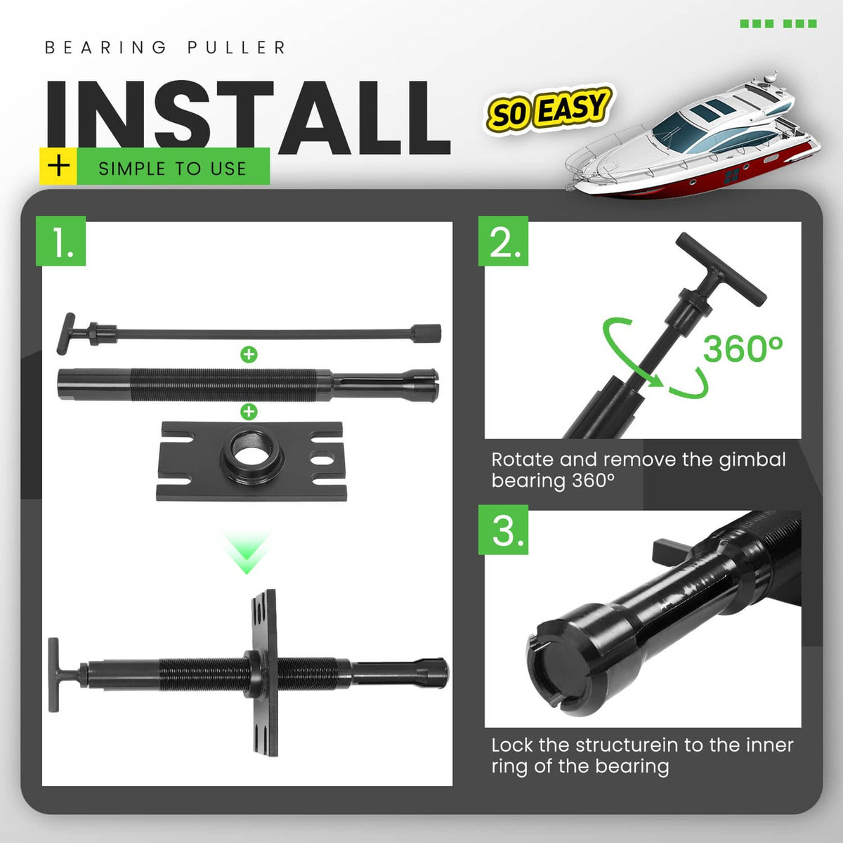 Solidspare Gimbal Bearing Puller + Alignment Tool For Mercruiser Alpha Bravo OMC Volvo Boat