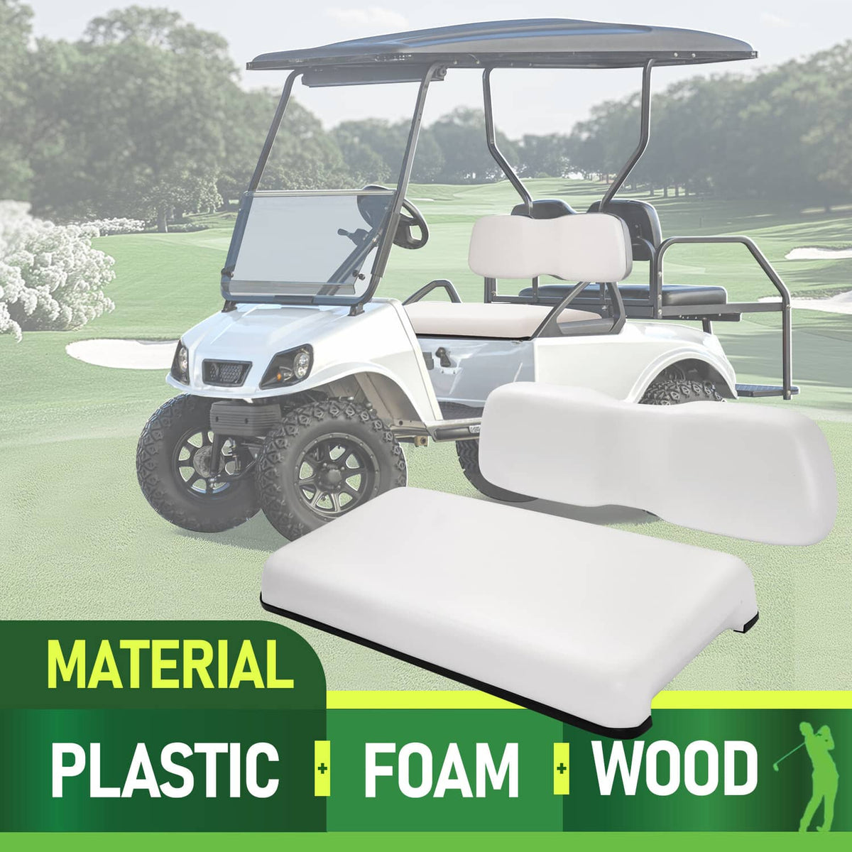 Solidspare Front Seat Bottom & Seat Backrest Golf Cart Back For Club Car DS 2000.5-up