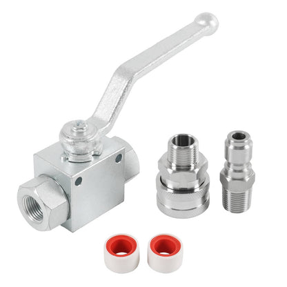 Solidspare Steel High Pressure Washer Ball Valve Kit, 3/8 Inch Quick Connect 4500 PSI
