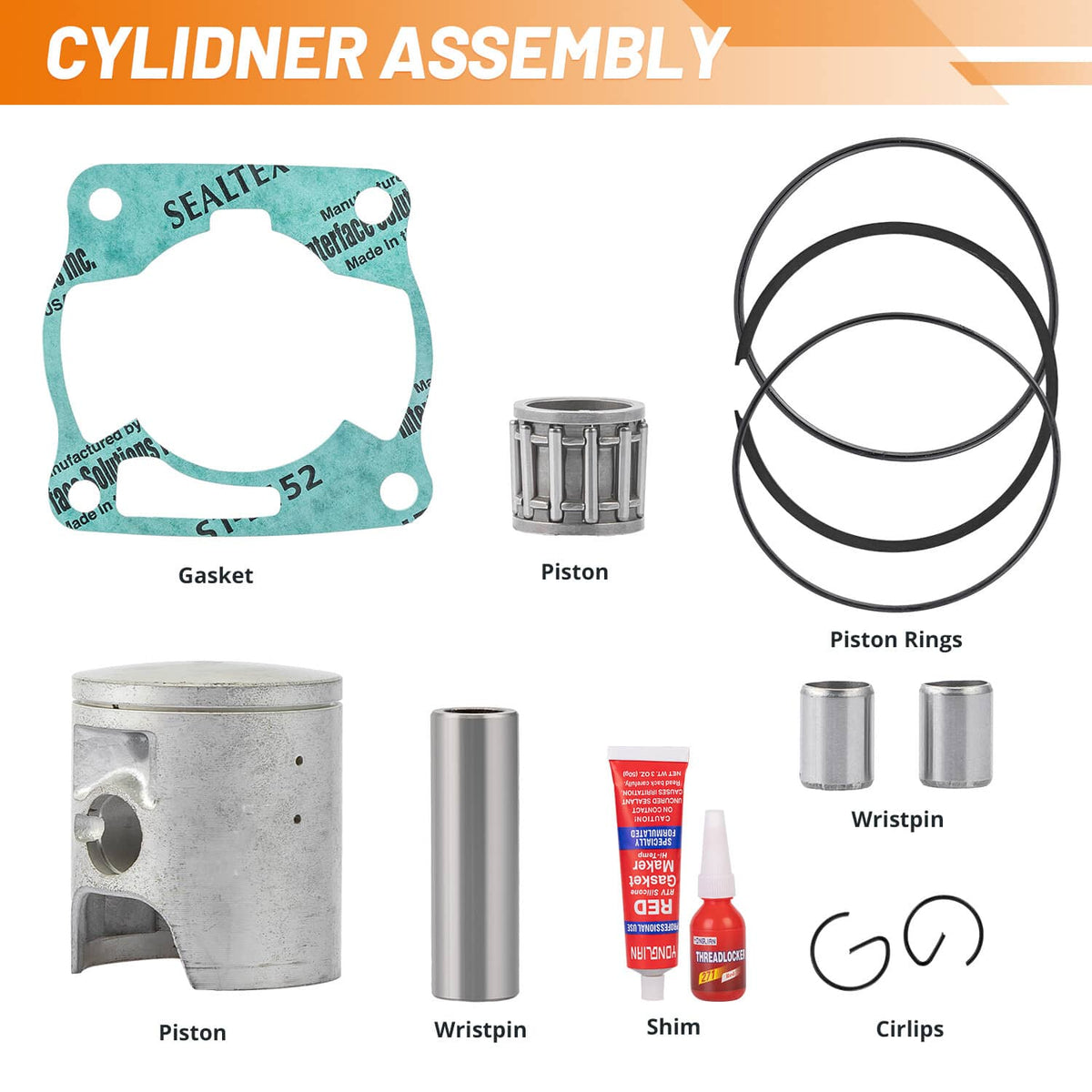 Solidspare For 2002-2020 Yamaha YZ85 YZ-85 Top End Rebuild Kit Stock Bore Cylinder Assembly