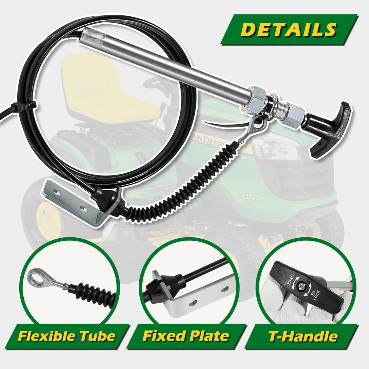 Solidspare AM134404 Spout Control Input Cable Replaces for John Deere Chute Deflector Cable