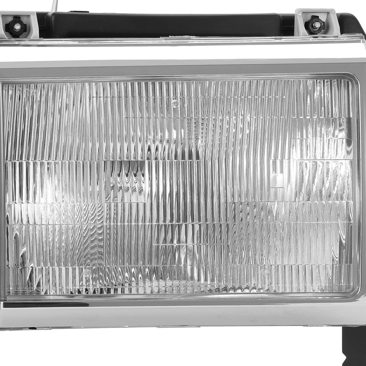 Solid Spare For 1987-1991 1990 Ford F150 F250 Bronco Truck Headlights Chrome Trim Headlamps