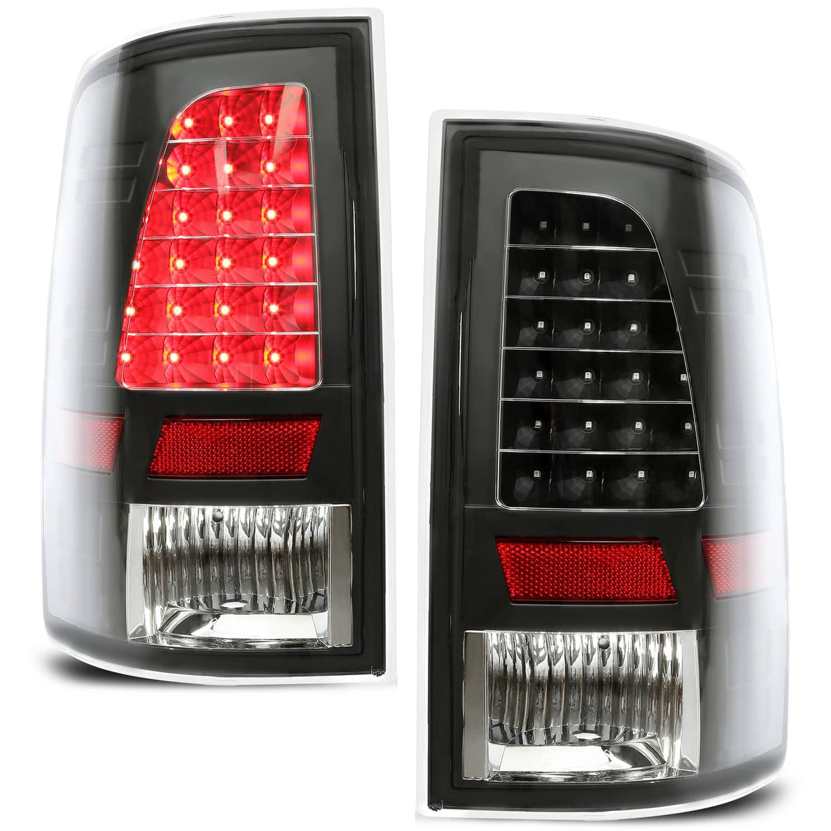 Solid Spare LED Tail Lights Brake Lamps Clear Lens For 2009-2018 Dodge Ram 1500 2500 3500