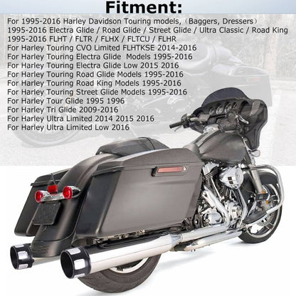 Solidspare DNA Megaphone Mufflers Exhaust Pipes Slip-On For Harley Touring Road Glide 95-16