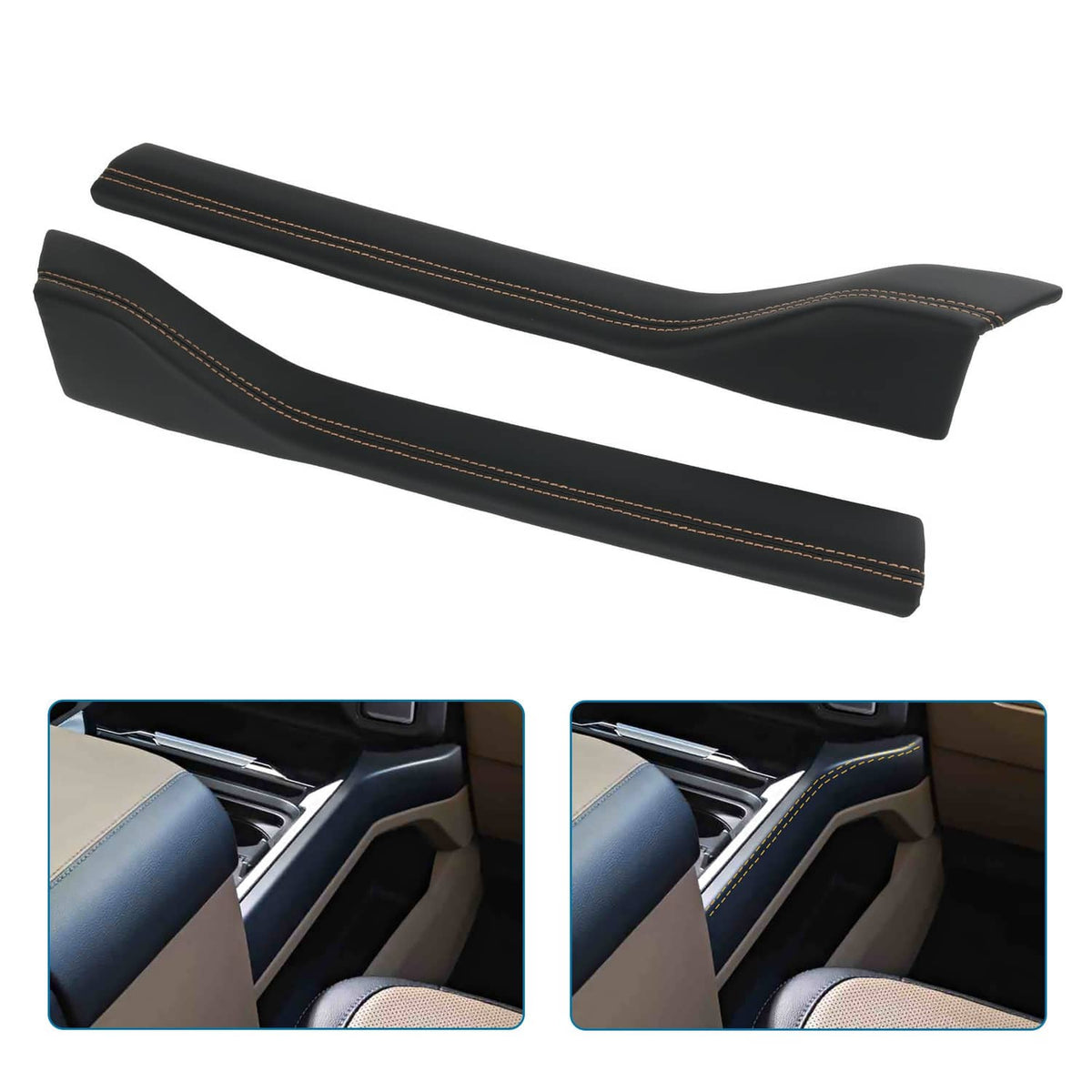 Solidspare Center Console Padded Black Leather Trim For 2023-2024 Ford Super Duty Limited