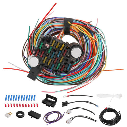 Solidspare 21 Circuit Wiring Harness Fit Chevy Ford Hotrods Universal Extra Long Wire
