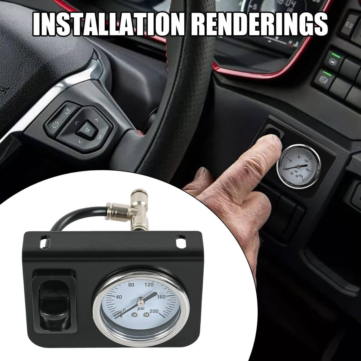 Solidspare Single Air Gauge Control Kit For In-Cab Air Suspension System with Paddle Switch
