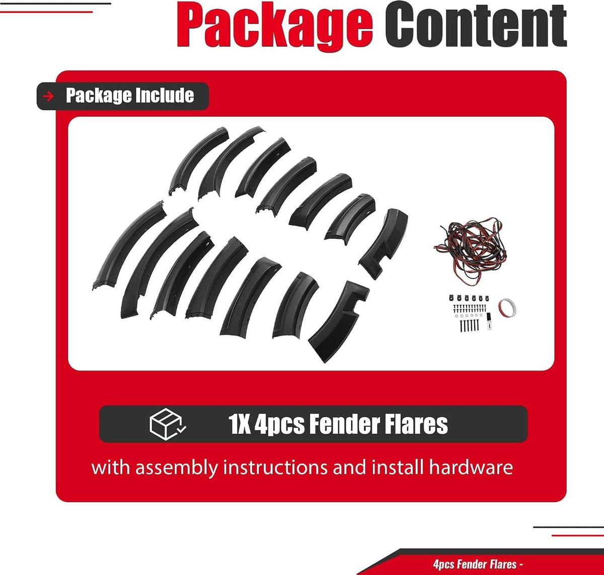 Solid Spare [4PCS] Pocket Riveted Wheel Fender Flare For 2009-2014 Ford F150 F-150 Styleside