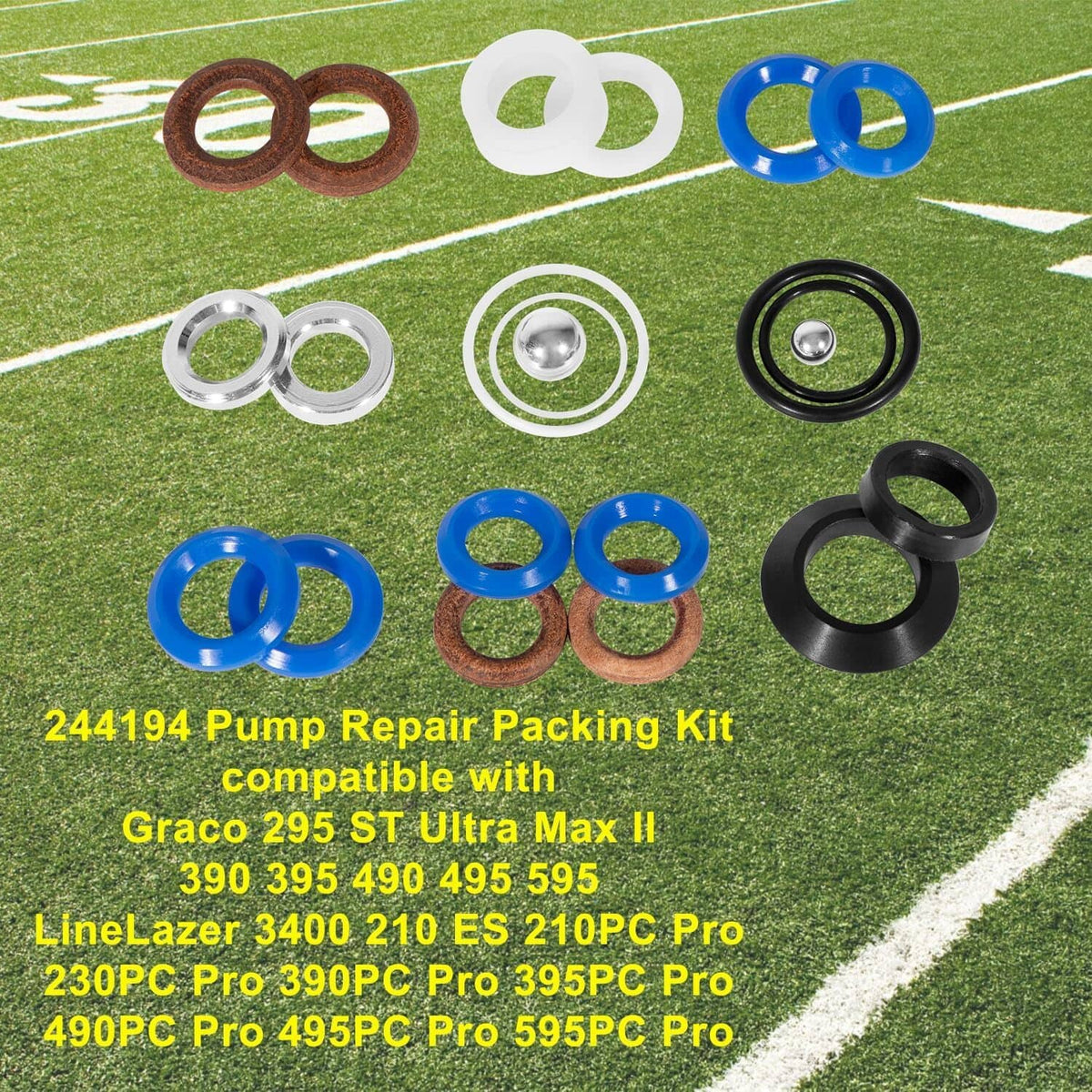 Solid Spare 244194 Pump Repair Packing Kit for Graco 295 390 395 490 495 595 3400 Sprayer