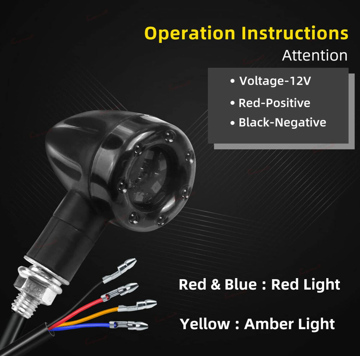 Solidspare 4x Universal Motorcycle LED Red Amber Turn Bike Signal Indicators Blinker Lights