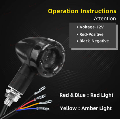 Solidspare 4x Universal Motorcycle LED Red Amber Turn Bike Signal Indicators Blinker Lights