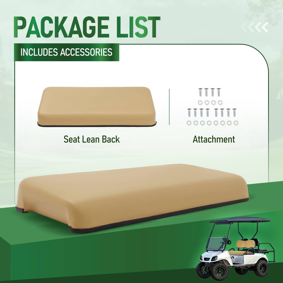 Solidspare Tan Golf Cart Front Seat Bottom Cushion For Club Car DS 2001-2012 #102174201