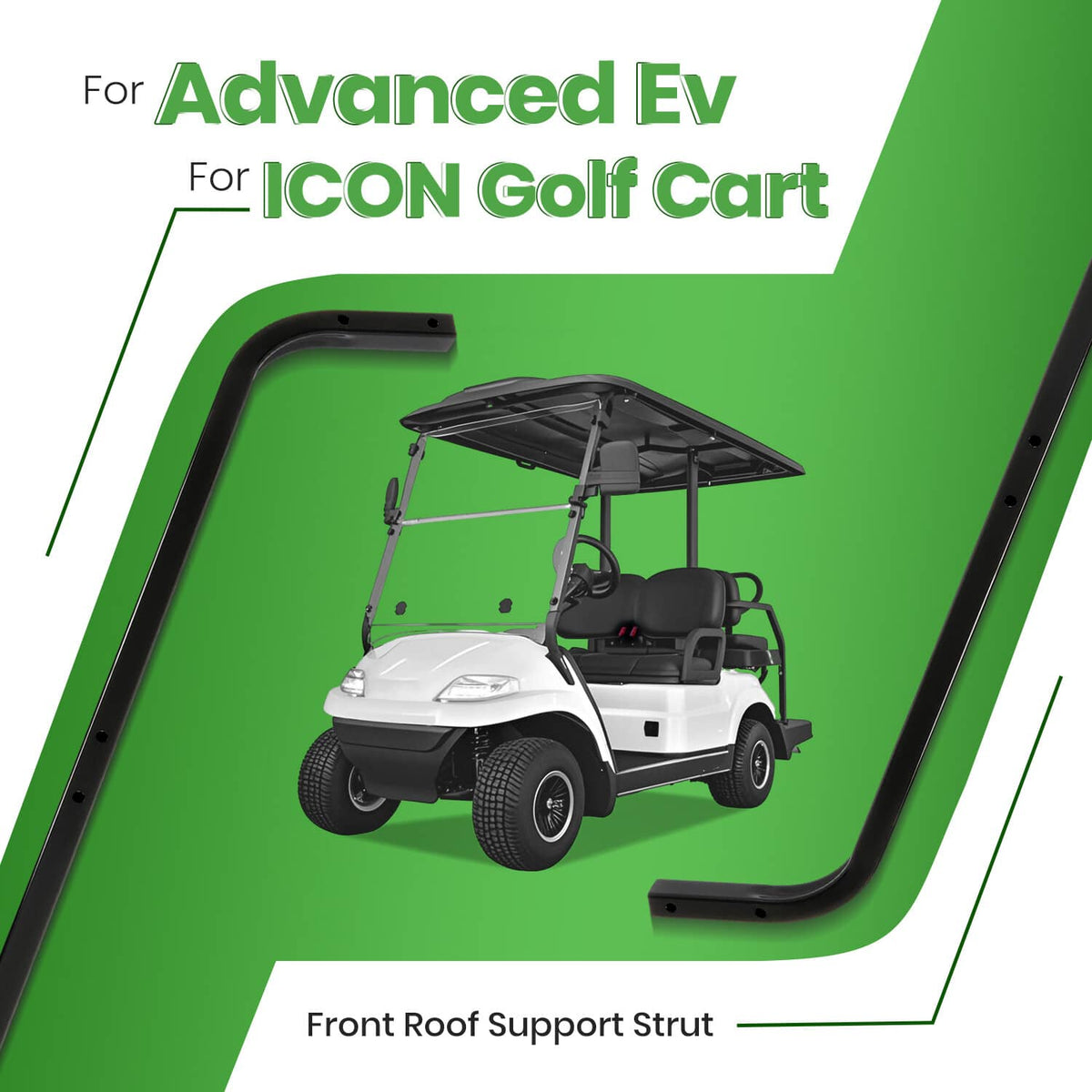 Solidspare Black Golf Cart Steel Front Roof Support Strut Kit For Advanced EV For ICON
