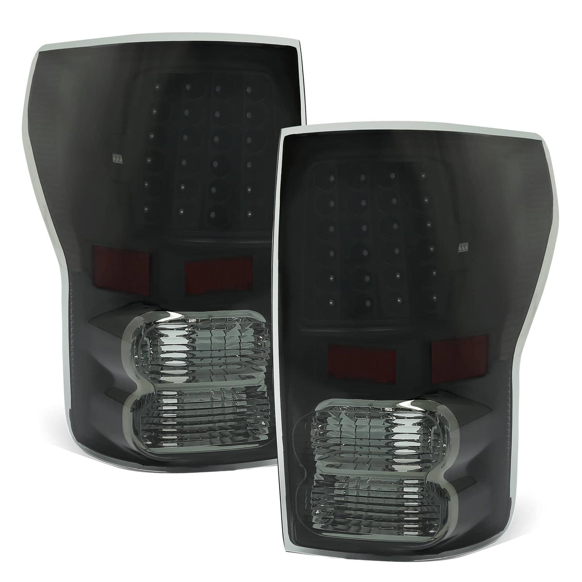 Solid Spare Black Smoke For Toyota Tundra 2007-2013 LED Tail Lights Brake Lamps Left+Right