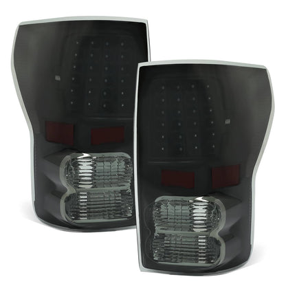 Solid Spare Black Smoke For Toyota Tundra 2007-2013 LED Tail Lights Brake Lamps Left+Right