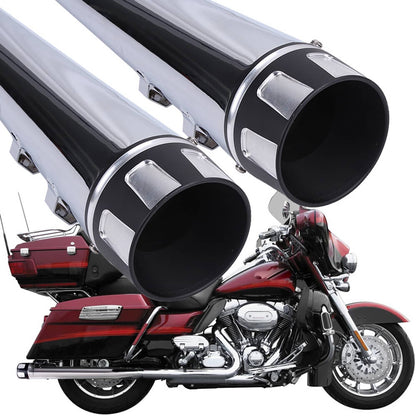 Solidspare 4" Megaphone Slip-On Exhaust Pipe Mufflers For Harley Electra Glide Road King