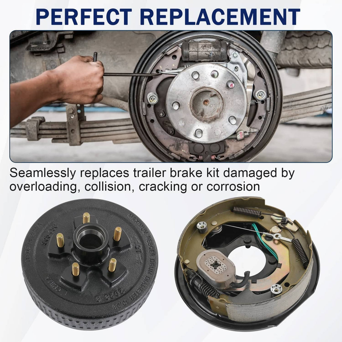 Solidspare NEW Electric Trailer Brake 10" x 2-1/4" & 5 on 4.5" Hub Drum Kit for 3500 lbs
