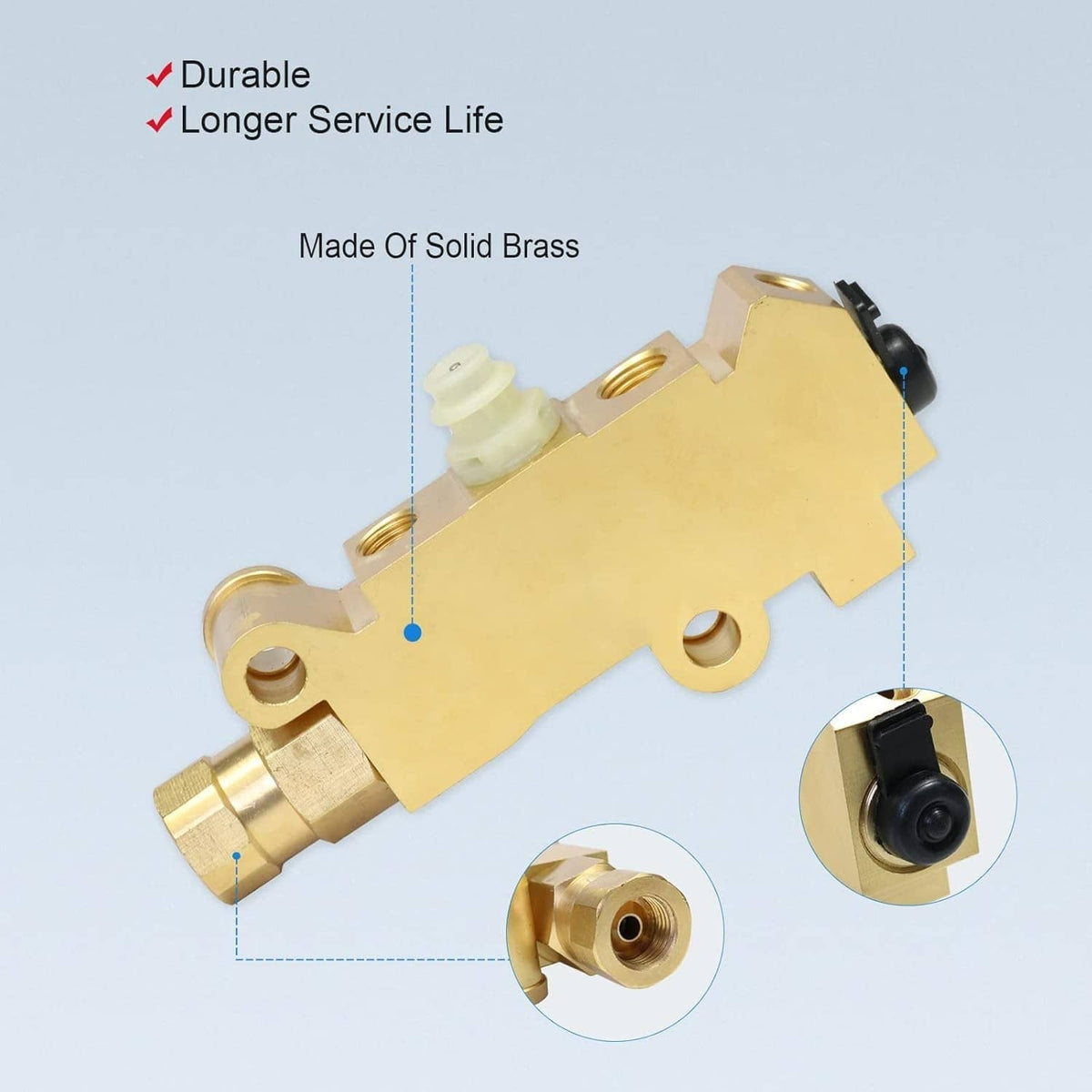 Solidspare Brass Truck Disc/Drum Brake Brass Proportioning Valve For Chevrolet C10 C20 C30