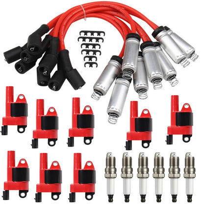 Solidspare High Performance UF414 Ignition Coil+Spark Plug+Wire For Chevy GMC 5.3L 6.2L V8