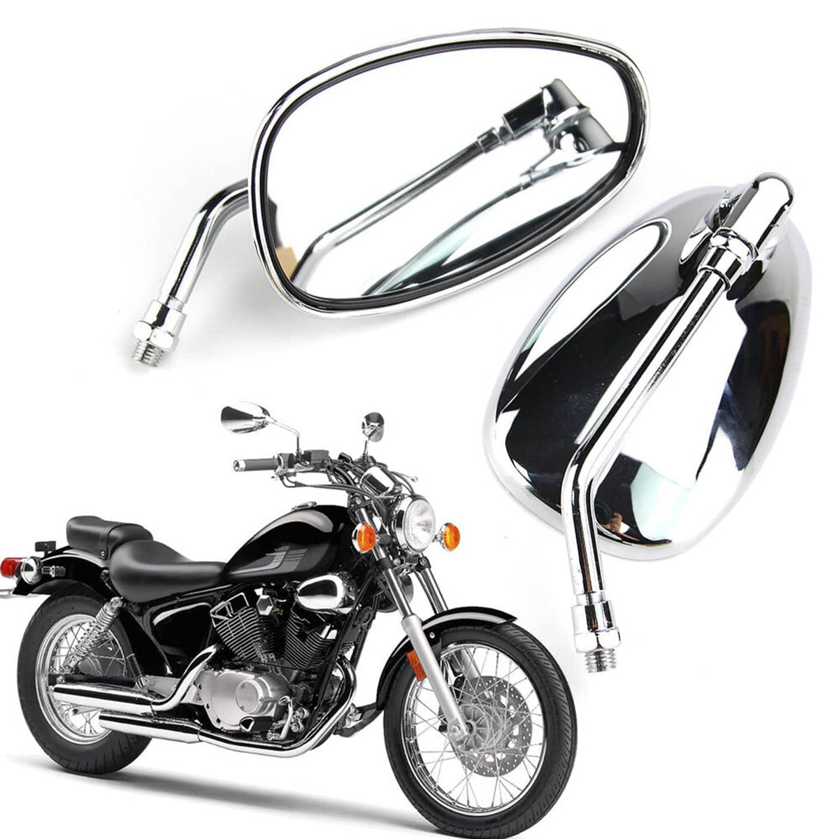 Solidspare Pair Motorcycle Side Mirrors Fit For Honda VTX1300 VTX1800 Shadow Aero 750 1100