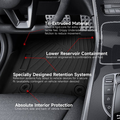 Solidspare 3D Molded TPE Floor Mats Fit For 2024-2026 Toyota Tacoma Double Cab All Weather