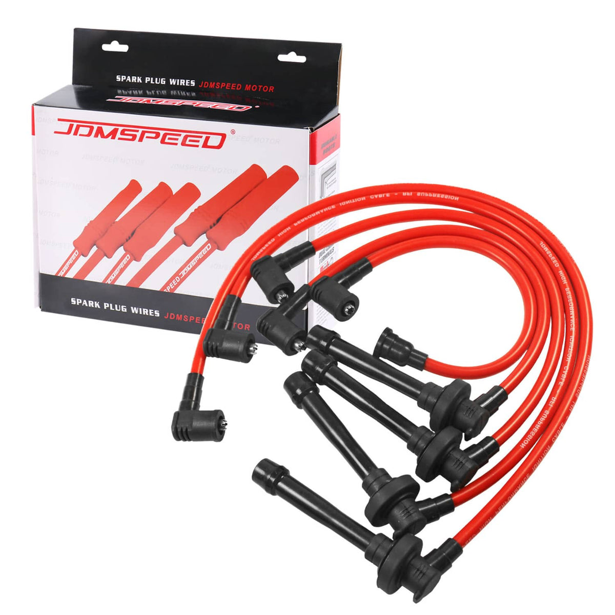 Solidspare JDMSPEED RED 10.5MM SPARK PLUG WIRE SET FIT 1998-2002 HONDA ACCORD 2.3L DX LX EX
