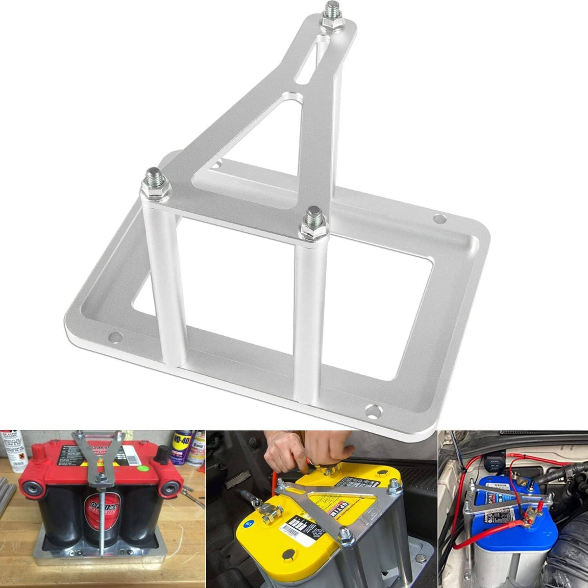Solidspare Billet Battery Tray Hold Down Trunk Relocation Box Aluminum Racing Mount 551181