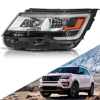 Solidspare Driver Left Side Headlight w/ LED DRL For 2016-2019 Ford Explorer Chrome Housing