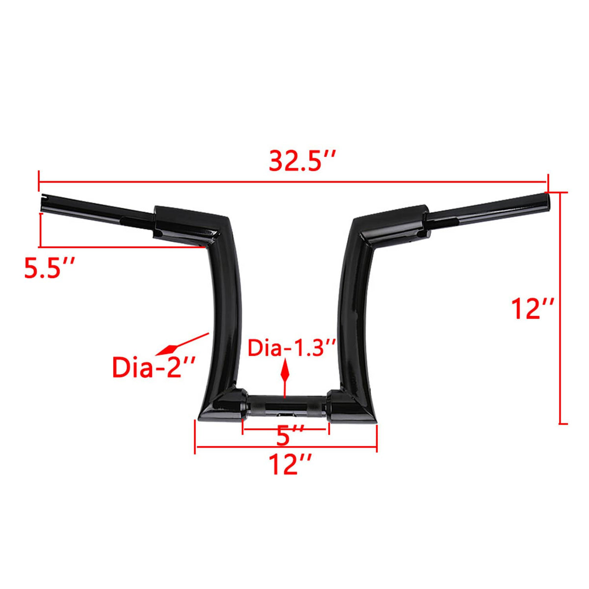 Solidspare 12" Rise 2" Ape Hanger Handlebar For Harley Dyna Softail Sportster XL 883 1200