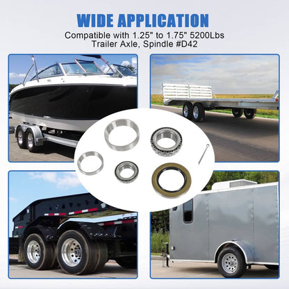 Solidspare 5200# Bearing Axle Kit 25580+ LM67048 1.25" Bearing Trailer Wheel & Mobile Home