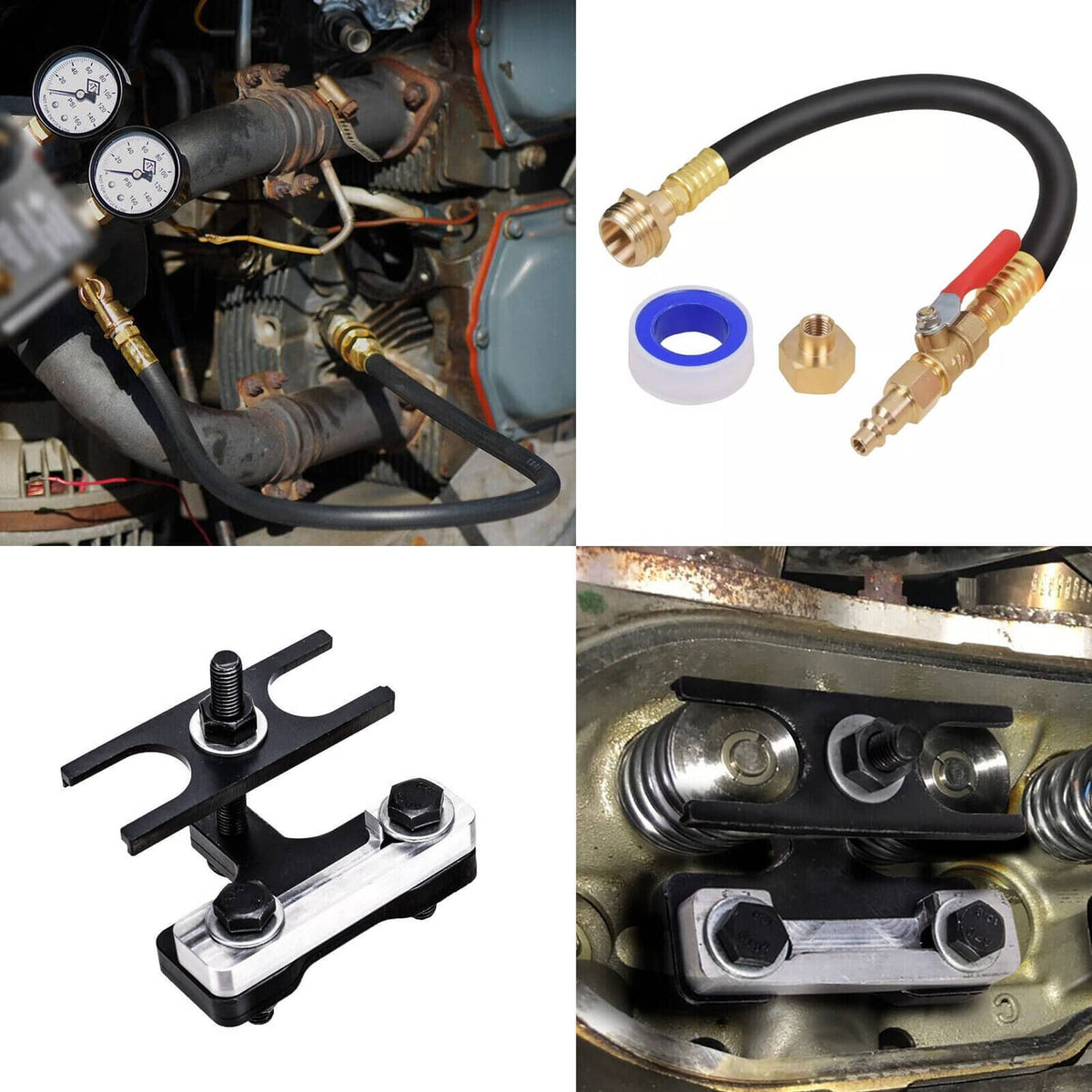 Solidspare LS Engine Valve Spring Compressor Tool & Air Holding Hose For GM LS1 LS3 LS2 LS6