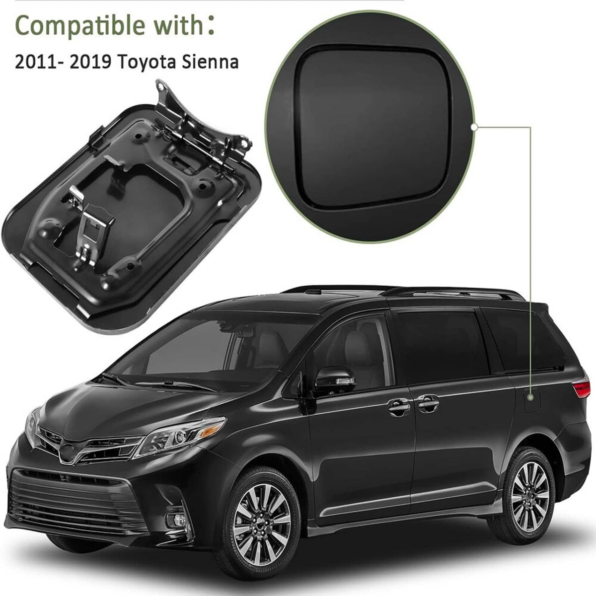Solidspare Black Gas Lid Door Fuel Door 77350-08020 For 2011-2020 Toyota Sienna 2.7L 3.5L