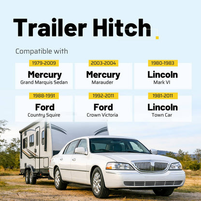 Solid Spare For Grand Marquis/Crown Victoria/Marauder/Town Car 79-11 Class3 Trailer Hitch 2"