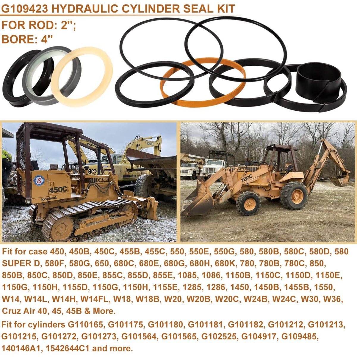 Solid Spare 1543273C1/ G109423/ G105545 Hydraulic Cylinder Seal Kit for Case 450 455 550 580