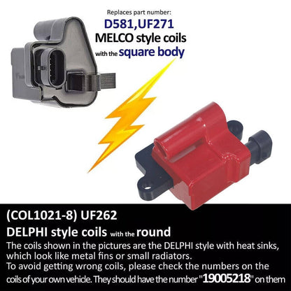 Solidspare 8Pack Square Ignition Coil & Spark Plug Wire For Chevy GMC 4.8/5.3/6.0/8.1L New