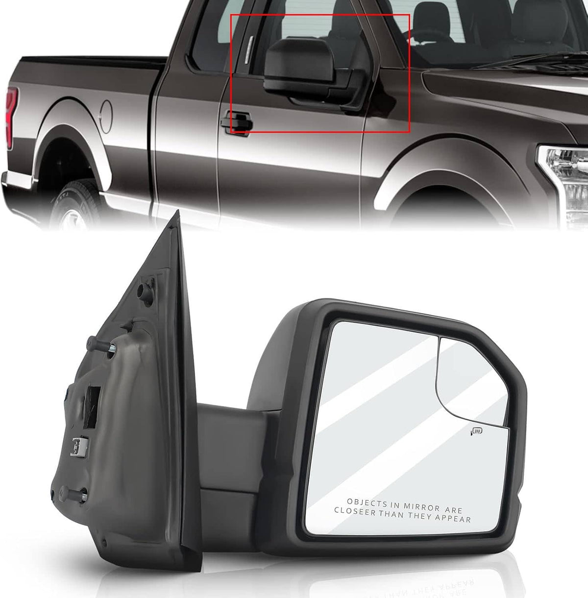 Solidspare New Passenger Right Side Door Mirror Power w/Lamp FL3Z17682CB For 2015-2020 Ford