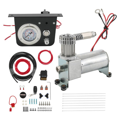 Solidspare Air Suspension Compressor Air Lift 25804 Bag Control Kit Guage Switch Amps Kit
